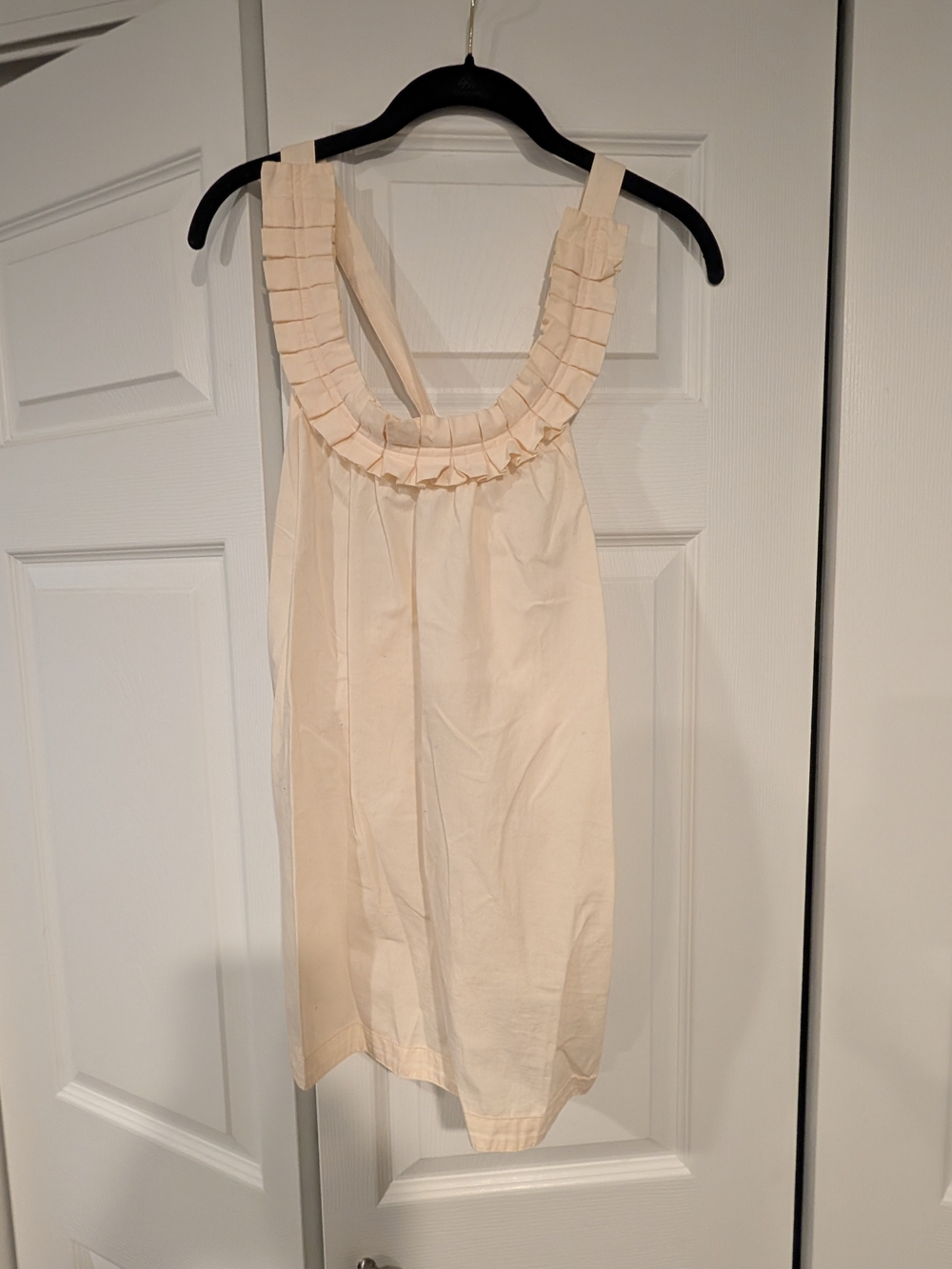 J.Crew Pleated Ruffle Strap Apron Tank Top Peach Size 12 Cotton Square Neck